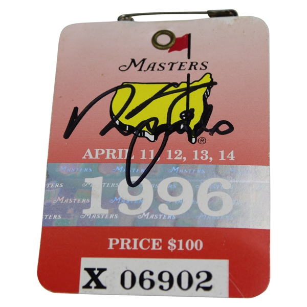 Nick Faldo Signed 1996 Masters Tournament SERIES Badge #X06902 JSA ALOA