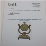 1922 Gruen Verithin 14k Gold Desk Clock Compliments Of Uniontown Country Club To Joe Kirkwood