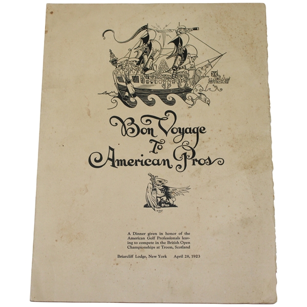 1923 Open Championship Bon Voyage To American Pros Dinner Menu