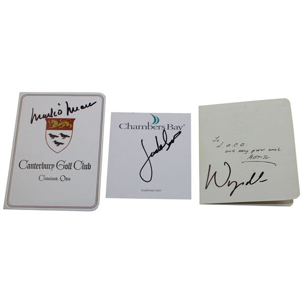 Jordan Spieth, Mark OMeara & Wyndham Clark Major Wins Signed Scorecards/Cut JSA ALOA