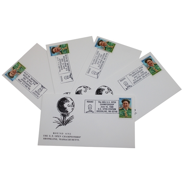 1988 US Open at Brookline Set of (5) Francis Ouimet First Day Covers - Each Round & Playoff