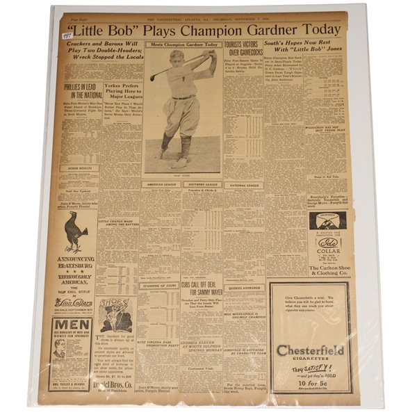 1916 Atlanta Constitution Bobby Jones "Little Bob" Newspaper Article/Photo