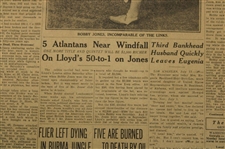 1930 Atlanta Constitution Bobby Jones Golfdom's King Newspaper Article/Photo