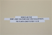 1930 Atlanta Constitution Bobby Jones Golfdom's King Newspaper Article/Photo