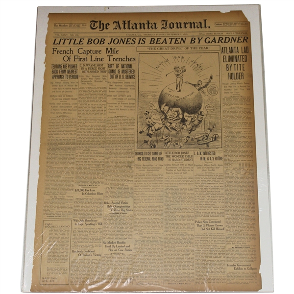 1916 & 1929 Atlanta Journal Bobby Jones "Little Bob Jones" Newspaper Merion & Pebble Beach