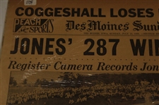 1930 Des Moines Register Jones 287 Wins U. S. Open & 1927 Bobby Jones 142 Ties Golf Mark Newspaper Article/Photos
