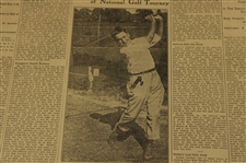 1916 Boston Transcript Very Young Bobby Jones Newspaper Article/Photo