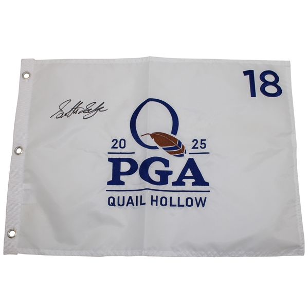 Scottie Scheffler Signed 2025 PGA Championship at Quail Hollow Embroidered Flag JSA ALOA