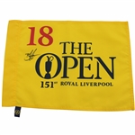 Brian Harman Signed 2023 The Open Championship at Royal Liverpool Yellow Screen Flag JSA ALOA