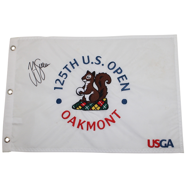 Champion JJ Spaun Signed 2025 US Open at Oakmont Embroidered Flag JSA ALOA