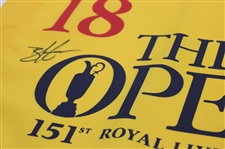 Brian Harman Signed 2023 The Open Championship at Royal Liverpool Yellow Screen Flag JSA ALOA