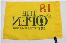 Brian Harman Signed 2023 The Open Championship at Royal Liverpool Yellow Screen Flag JSA ALOA