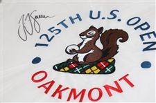 Champion JJ Spaun Signed 2025 US Open at Oakmont Embroidered Flag JSA ALOA