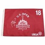 Justin Rose Signed 2013 US Open at Merion Red Screen Flag JSA ALOA