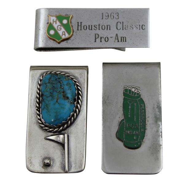 Jacky Cupits 1963 Houston Classic, Pensacola PGA, & 1972 Durante-Robertson Money Clips