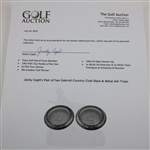 Jacky Cupit's Pair of San Gabriel Country Club Glass & Metal Ash Trays