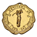 Jacky Cupits 1954 National Jr. 3rd Place Gold Tone Medal