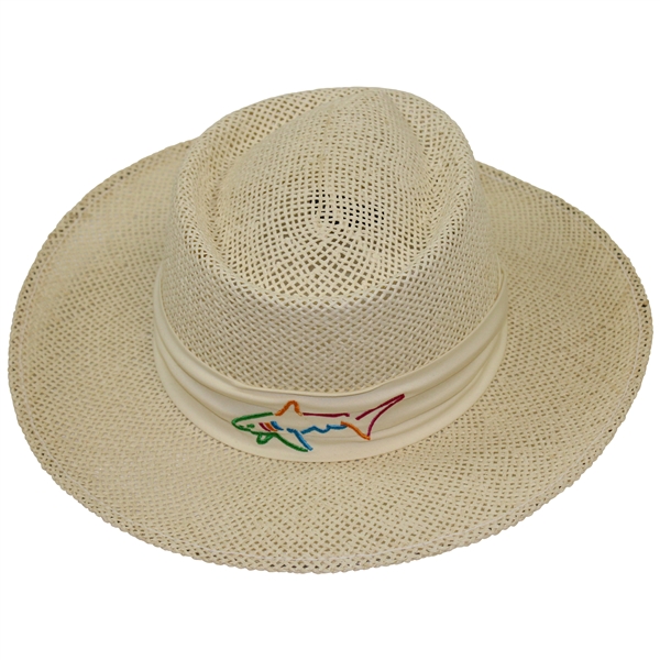 Greg Normans Personal New Shark Logo Tan Straw Gambler Hat - Unworn