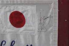 'Tommy' Nakajima Signed Japan Flag Embroidered Caddie Bib Nameplate - Framed JSA ALOA