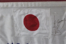 'Tommy' Nakajima Signed Japan Flag Embroidered Caddie Bib Nameplate - Framed JSA ALOA