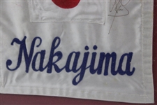 'Tommy' Nakajima Signed Japan Flag Embroidered Caddie Bib Nameplate - Framed JSA ALOA
