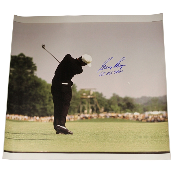 Gary Player Signed 1965 US Open Fairway Approach Image on 24x23 Canvas w/65 US Open JSA ALOA
