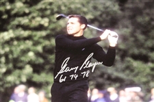 Gary Player Signed Post Swing 16x20 Photo w/'61 74 78' JSA ALOA