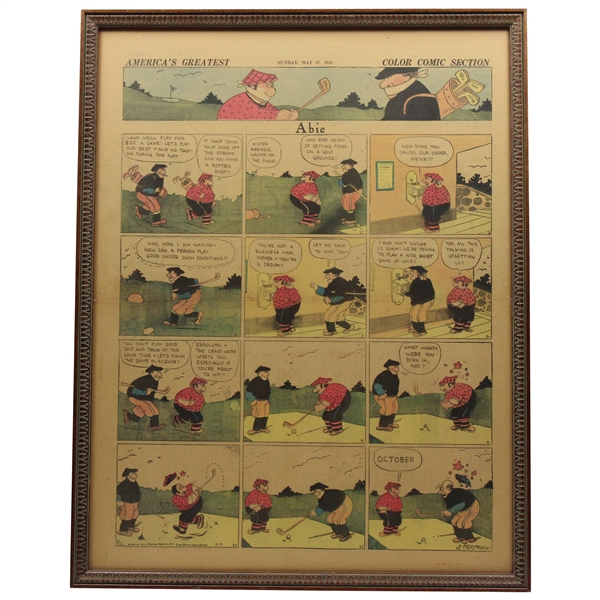 1925 Original Color Comic Section Golf Full Page Cartoon “Abie” by A. Hershfield - May 17th