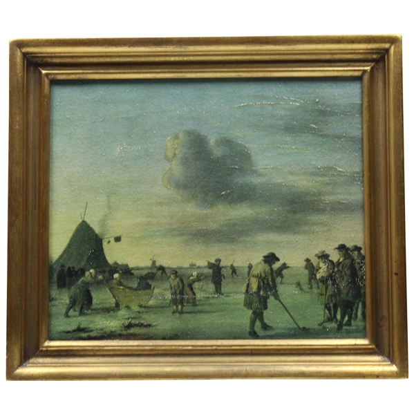 Reproduction Artwork On Canvas, 1700’S Dutch Scene Of Kilted Figures Playing Golf, by Adriaen Van D Velde (1668)