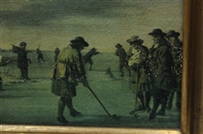 Reproduction Artwork On Canvas, 1700’S Dutch Scene Of Kilted Figures Playing Golf, by Adriaen Van D Velde (1668)