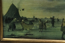 Reproduction Artwork On Canvas, 1700’S Dutch Scene Of Kilted Figures Playing Golf, by Adriaen Van D Velde (1668)