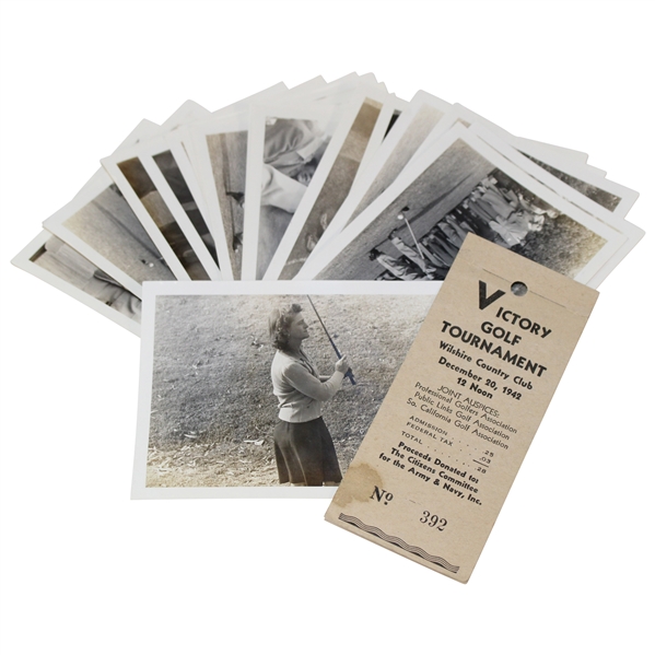 1942 Victory Golf Tournament at Wilshire CC Ticket w/Seventeen(17) Original Photos