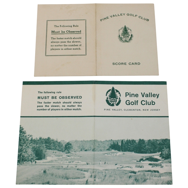 Two (2) Pine Valley Golf Club Official Scorecards - One w/Stymie