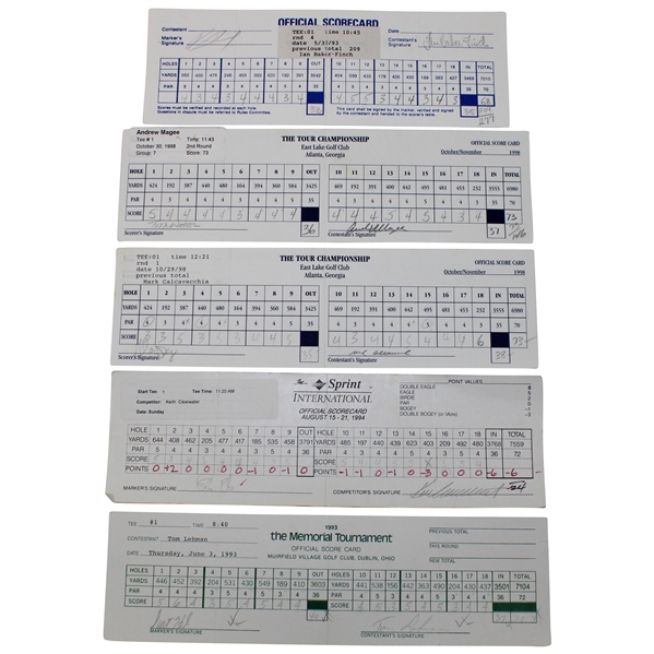 Geiberger, Lehman, Watson & (7) others Signed 1993 Memorial, 1994  Sprint Invitational, 1998 Tour Championship & 1993 Southwestern Colonial Official Scorecards