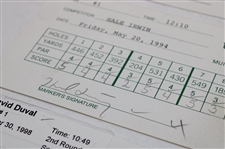 Duval, Furyk, Irwin & (7) others Signed 1994, 1998 & 1994 Memorial, Tour Champ. & World Series of Golf Official Scorecards 