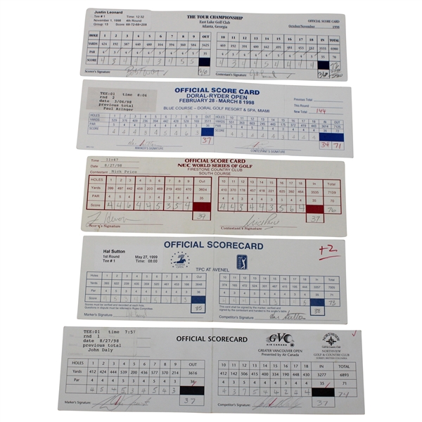 Sutton, Azinger, Price & (7) Others Signed Official Tournament Scorecards