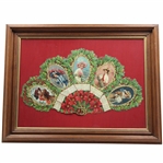1909 Holly Calendar Fan w/Victorian Era Lady Scenes - Golf is Depicted on Aug-Oct - Framed