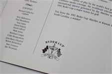 Hale Irwin's 1991 Ryder Cup at Kiawah Team Europe Signed Official Victory Dinner Menu JSA ALOA