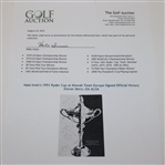 Hale Irwin's 1991 Ryder Cup at Kiawah Team Europe Signed Official Victory Dinner Menu JSA ALOA