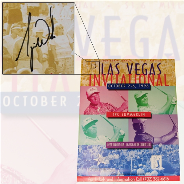 Tiger Woods Signed 1996 Las Vegas Inv. Poster w/Time-Period Signature - 1st Win! BAS #A86996