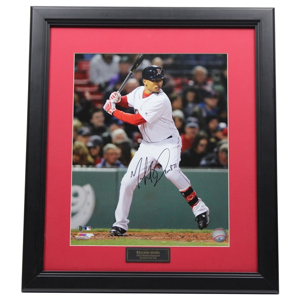 Mookie Betts Signed 11x14 Red Sox Photo Framed JSA ALOA