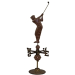 Unique Golfer Themed Copper Weather Vane on Stand