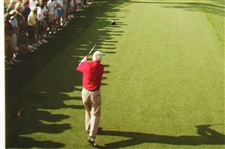 Arnold Palmer Signed Cut With Photo Of 2004 Last Hole 18th Tee Shot JSA ALOA
