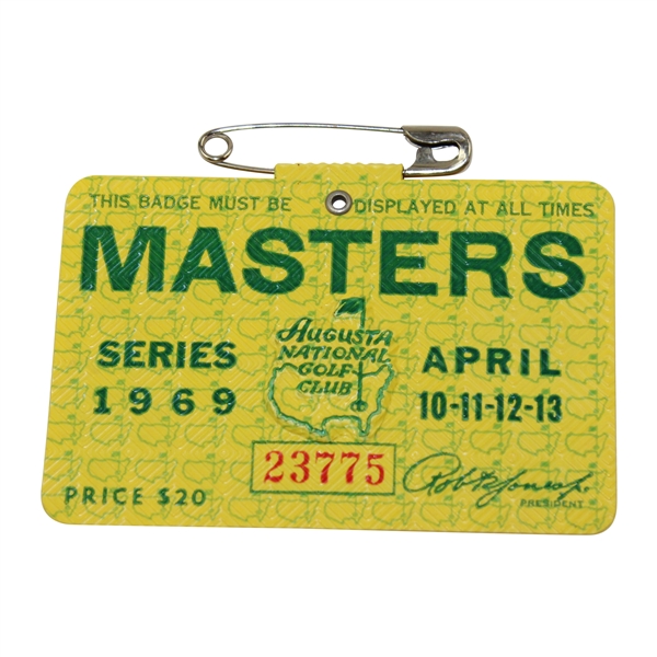 1969 Masters Tournament SERIES Badge #23775 - George Archer Winner