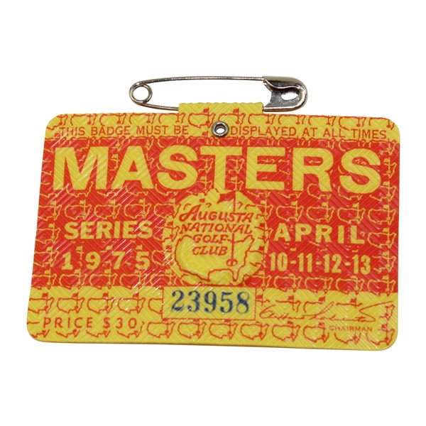 1975 Masters Tournament SERIES Badge #23958 - Jack Nicklaus Winner