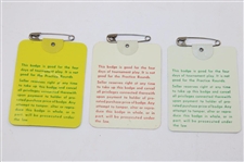1980, 1981 & 1982 Masters Tournament SERIES Badges - Seve, Watson & Stadler Winners
