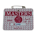 1986 Masters Tournament SERIES Badge #X1686 - Jack Nicklaus Winner