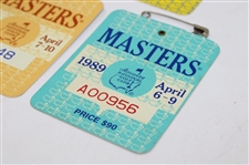1987, 1988 & 1989 Masters Tournament SERIES Badges - Mize, Lyle & Faldo Winners