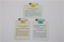 1987, 1988 & 1989 Masters Tournament SERIES Badges - Mize, Lyle & Faldo Winners