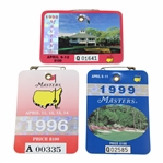 1996, 1998 & 1999 Masters Tournament SERIES Badges - Faldo, OMeara & Olazabal